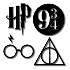 Harry Potter Set X4 Cuadros Decorativos Madera Calada 3mm .