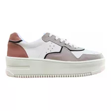 Tenis Mujer Básico Blanco Rosa Réflex