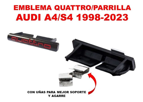 Emblema Quattro/parrilla Audi A4/s4 1998-2023 Negro/rojo Foto 3