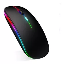 Mouse Raton Inalámbrico Luz Rgb Recargable Mini Ergonómico Color Negro