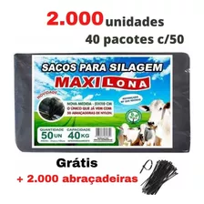 Sacola P/ Silo Preto 51x110 Cm 200 Micras + 2000 Abraç. 