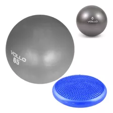 Kit Bola De Pilates 65 Cm Overball 23 Cm Disco Equilibrio