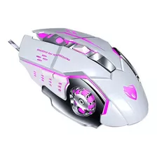 Mouse Twolf V6 Con Cable Color Blanco