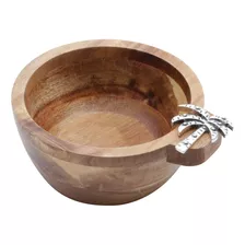 Cj 2 Pc Madeira Bowl E Colher Palmeira 10x5cm