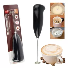 Mini Mixer Misturador De Bebidas Portátil Elétrico A Pilha Cor Preto Liso