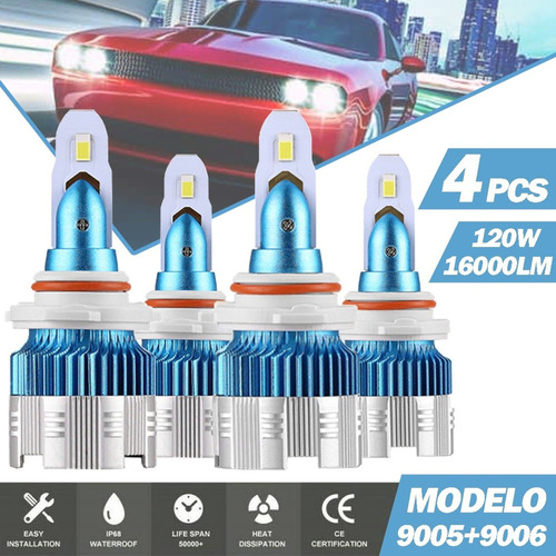 9005 9006 Kit De Focos Led De 4 Lados 11000lm Para Dodge