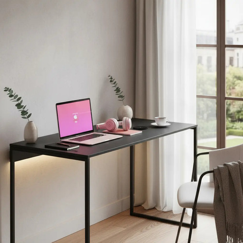 Suporte Escrivaninha Mesa Para Escritório Estilo Industrial Cor Preto