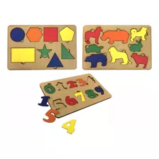 Jogo Educativo Animal Número Formas Brinquedo Criança Mdf