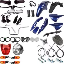 Kit Carenagem + Kit Farol Pisca Cg 150 Titan 2005/2006 Azul