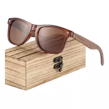 Gafas De Sol Polarizadas De Madera Barcur Marrón Uv400 Caja