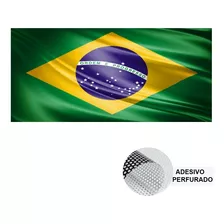 Adesivo Perfurado Copa 2022 Bandeira Do Brasil Veículo