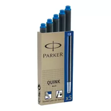 Cartucho Caneta Tinteiro Parker Azul Real Lavável C/5