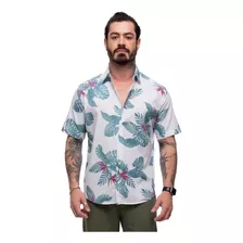 Camisa Florida Manga Curta Masculina Leve Verão