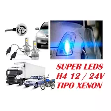 Par Lâmpadas Leds 12/24v H4 Tipo Xenon Carro Moto Caminhão