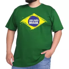 Camiseta Ore Pelo Brasil Plus Size Bandeira Algodão Camisa