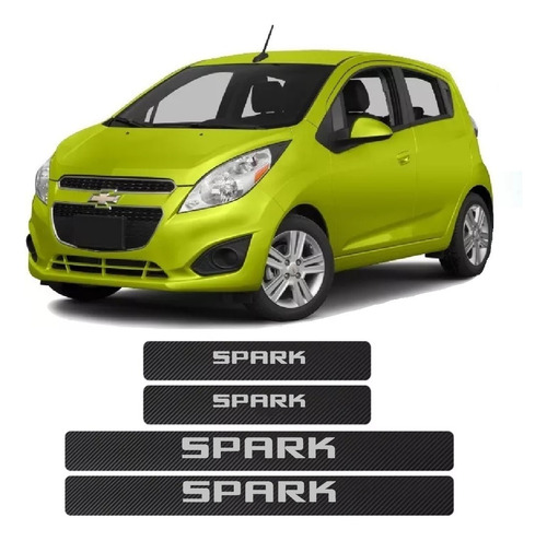 Sticker Cubre Estribos Fibra Carbon Para Chevrolet Spark Foto 2