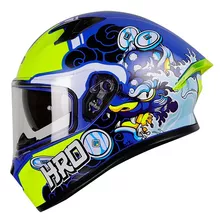 Casco Hro 523dv Hokusai Azul/ Amarillo Certificado Dot