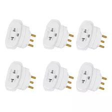 Kit 6 Adaptadores Universal 250v 10a 2p+t Branco Daneva