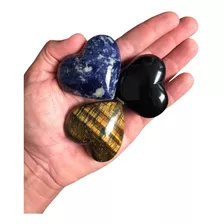 3 Corações Sodalita Obsidiana O. De Tigre Pedra Natural