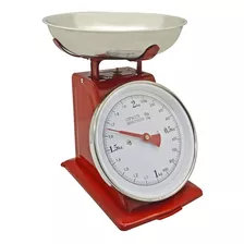 Balanza De Cocina Retro Vintage Acero Inoxidable Roja