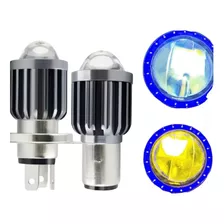 Foco Ba20d H4 Led Moto Lupa Blanco Amarillo Ojo De Ángel Csp