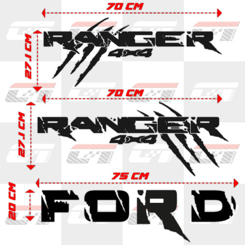 Vinil Sticker 3 Pzs Ford Ranger Garra 4x4 Lateral Caja Batea Foto 2