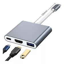 Hub Adaptador Usb Tipo C 3 En 1 Hdmi Para Mac Macbook