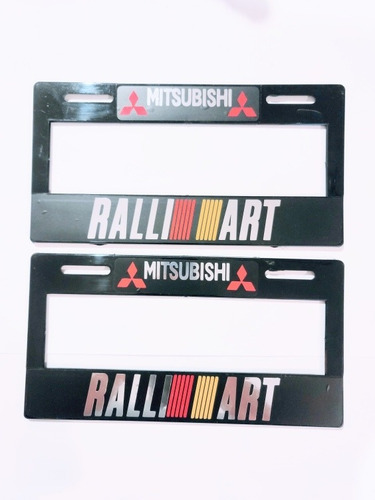 Par Portaplacas Autos Mitsubishi Ralli Art Ancho Foto 3