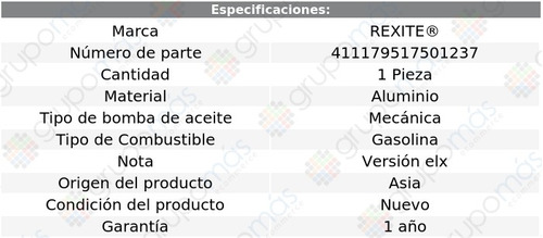 Bomba Aceite Fiat Siena Motor 4 Cil 1.3l 01 Al 05 Rexite Foto 2