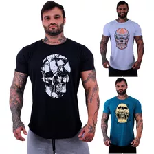 Kit 3 Camisetas Longline Masculina Casual Musculação Camisas