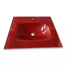 Bacha Vanitory Metalgrif Rojo 60 Cm Vidrio Templado 1 Orifi