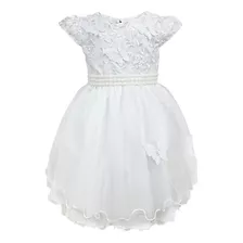 Vestido Infantil Menina Branco Borboletas Batizado Daminha