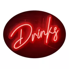 Placa Luminoso Neon De Led - Drinks 60x40cm