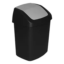 Cubo De Basura Curver Con Tapa Abatible, Negro / Gris, 10 Li