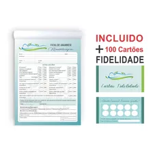 Ficha Anamnese Massoterapia + 100 Cartões Fidelidade Tipo De Pele N/d