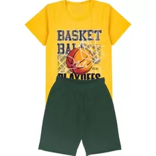 Kit 10 Peças Roupa Infantil Menino C/ 5 Bermuda+ 5 Camisetas