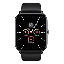 Smartwatch Qcy Watch Gtc Sport 1.85 Caixa 44mm De Abs Preta, Pulseira Preta E O Arco Cinza-escuro De Plástico