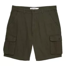 Bermuda Gabardina Hombre Lacoste Cargo Verde Mi Premium