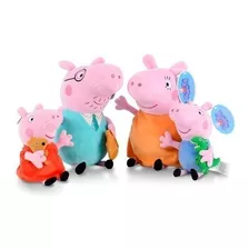 Kit 4 Bonecos Família Peppa Pig Completa Pelúcia Musical 