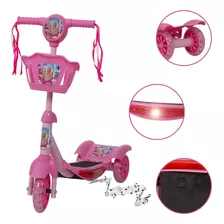 Patinete Infantil Barbie Musical Cesto Luzes Para Crianças