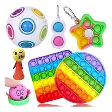 Kit 7 Simples Dimple Fidget Toy Pop It Alívio De Estresse