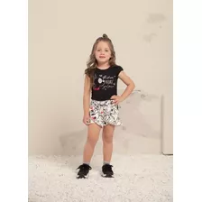  Conjunto Infantil Menina Fashion Feminino Short Blusa