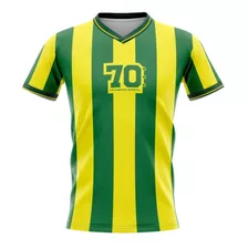 Camisa Do Brasil Masculina Plus Size Listrada Retrô Copa 70
