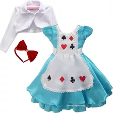 Vestido Alice No País Das Maravilhas 1- 6 E Bolero Promoção