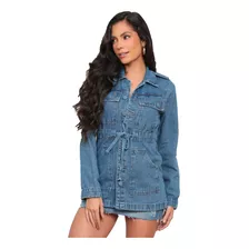 Max Jaqueta Jeans Feminino Moda Longer Novo Parka