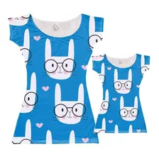 Kit Com Dois Vestidos Personalizados Azul Coelho Da Páscoa 