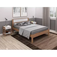 Cama Casal Multimóveis Cr35009 Amendoa/branca Cor Amêndoa/branco