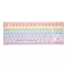 Teclado Gamer Oex Wolf Tc605 Qwerty Outemu Brown Português Brasil Cor Branco Com Luz Rainbow