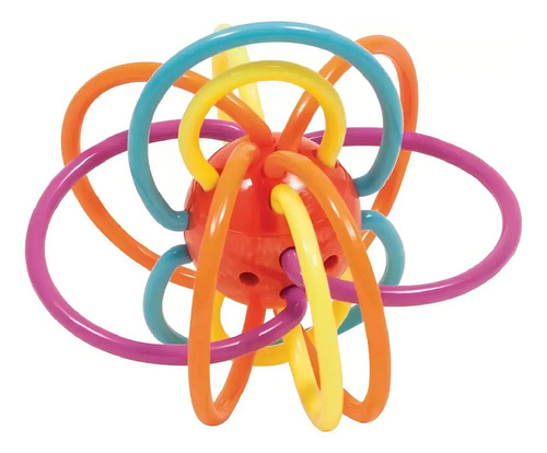 Brinquedo Chocalho Mordedor Bebê Macio E Flexível Buba Ball Cor Azul-claro Multicolor