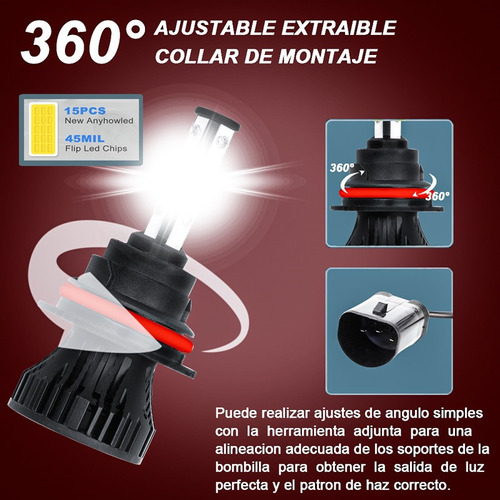 9007 Hb5 Kit De Focos Led De 4 Lados 20000lm 52w Para Ford Foto 4